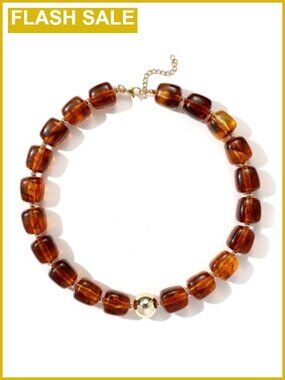 Chunky Beaded Statement Necklace Acrylic Square Beads Boho Choker